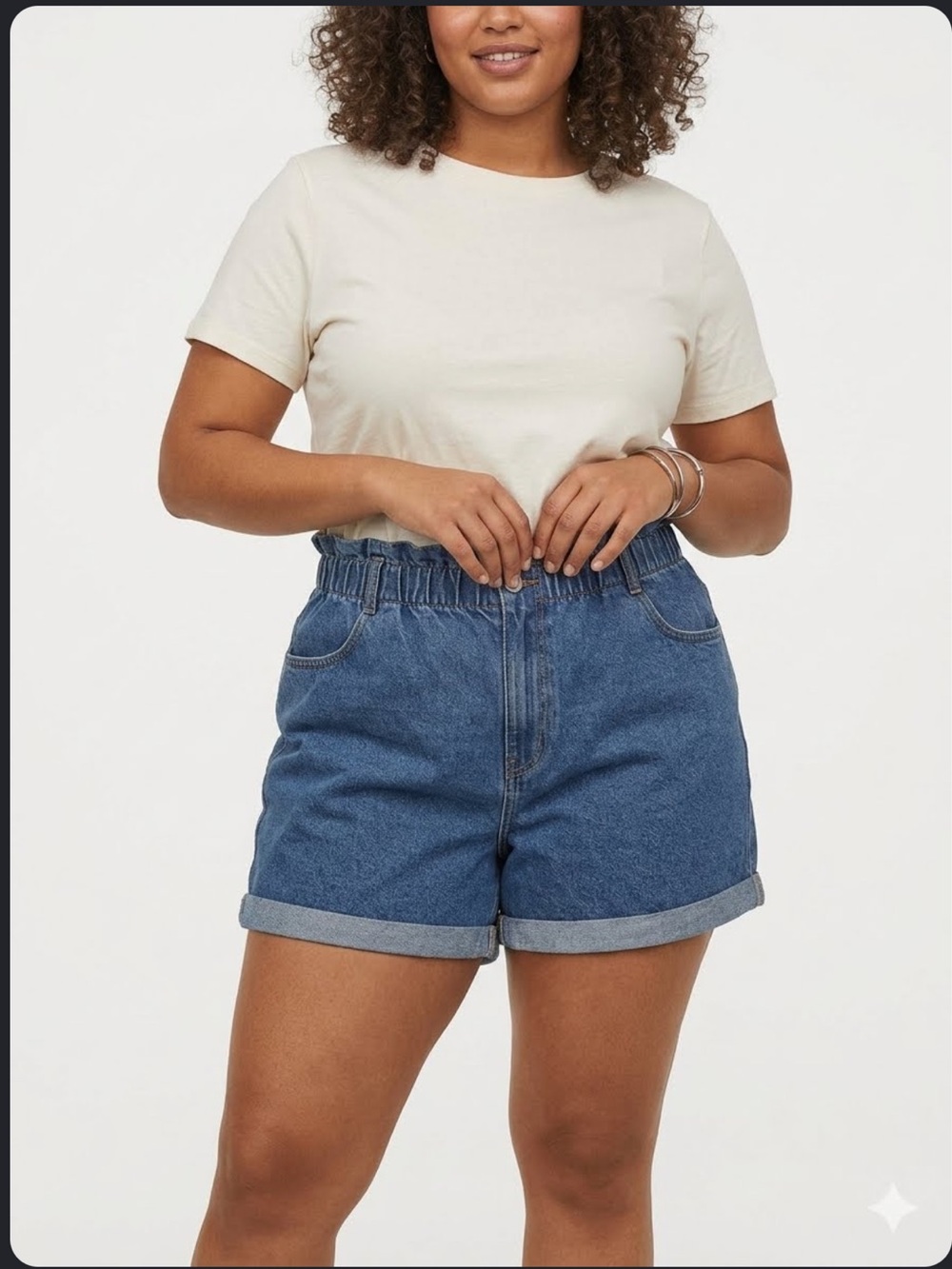 H&M Divided High Waisted Paperbag Denim Shorts xl